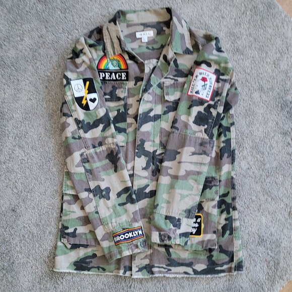 UNISEX Rail Camo Military Patch Jacket - Picture 4 of 6